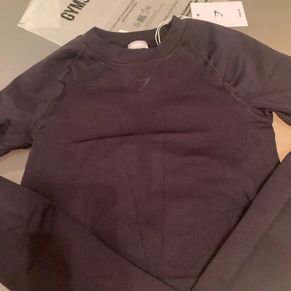 BNWT GYMSHARK Activate Long Sleeve Top Black Sold Out XS - Picture 4 of 7